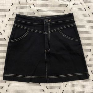 Zara Black Denim Skirt Contrast Stitch Pockets